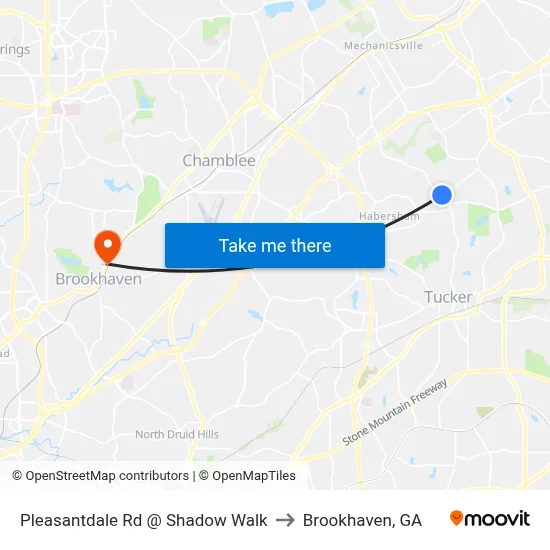 Pleasantdale Rd @ Shadow Walk to Brookhaven, GA map