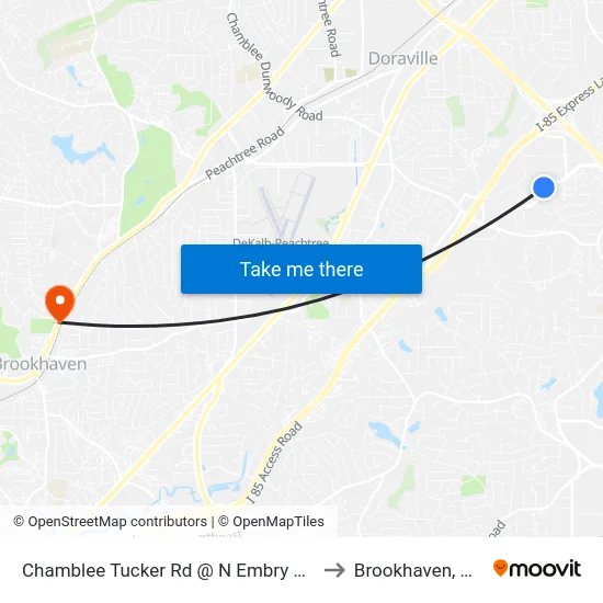 Chamblee Tucker Rd @ N Embry Cir to Brookhaven, GA map