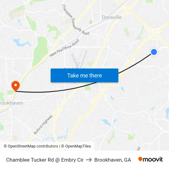 Chamblee Tucker Rd @ Embry Cir to Brookhaven, GA map