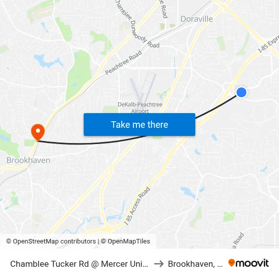 Chamblee Tucker Rd @ Mercer Universi to Brookhaven, GA map