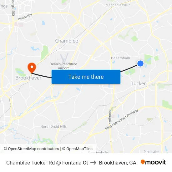 Chamblee Tucker Rd @ Fontana Ct to Brookhaven, GA map