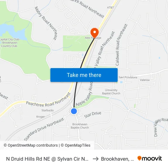 N Druid Hills Rd NE @ Sylvan Cir NE (N) to Brookhaven, GA map