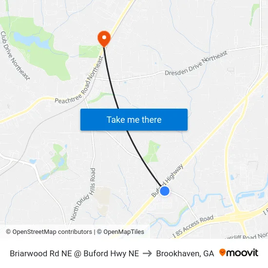 Briarwood Rd NE @ Buford Hwy NE to Brookhaven, GA map