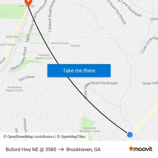 Buford Hwy NE @ 3580 to Brookhaven, GA map