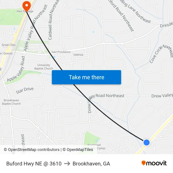 Buford Hwy NE @ 3610 to Brookhaven, GA map