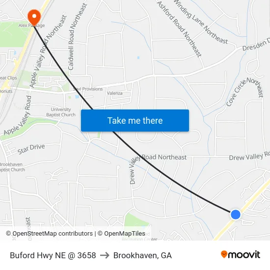 Buford Hwy NE @ 3658 to Brookhaven, GA map