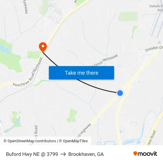 Buford Hwy NE @ 3799 to Brookhaven, GA map