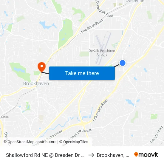 Shallowford Rd NE @ Dresden Dr NE to Brookhaven, GA map