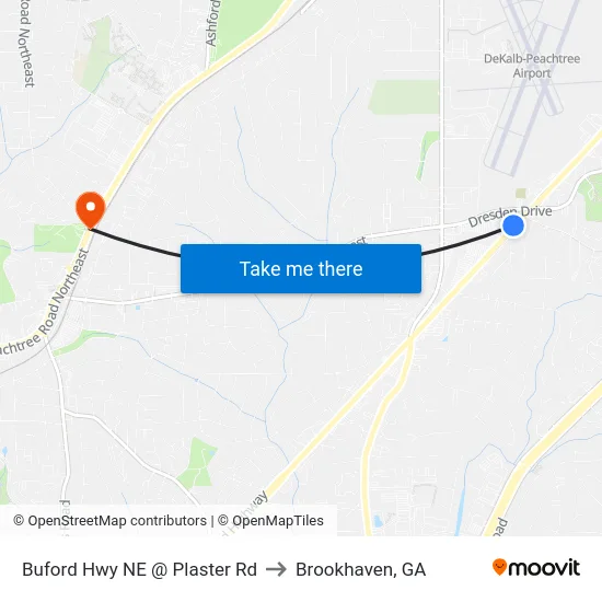 Buford Hwy NE @ Plaster Rd to Brookhaven, GA map