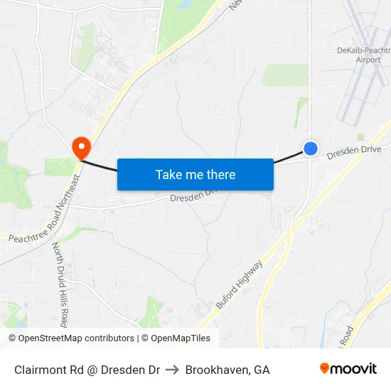 Clairmont Rd @ Dresden Dr to Brookhaven, GA map