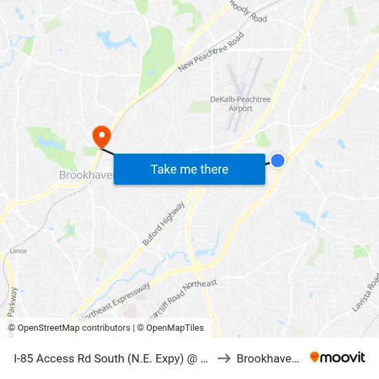 I-85 Access Rd South (N.E. Expy) @ Plaster Rd to Brookhaven, GA map