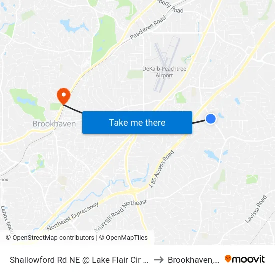 Shallowford Rd NE @ Lake Flair Cir NE (N) to Brookhaven, GA map