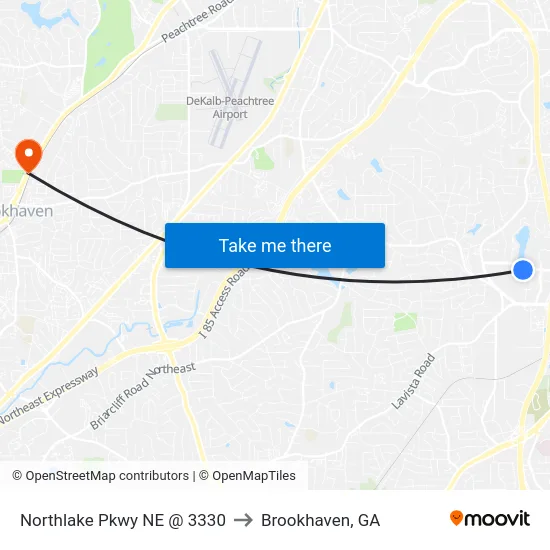 Northlake Pkwy NE @ 3330 to Brookhaven, GA map
