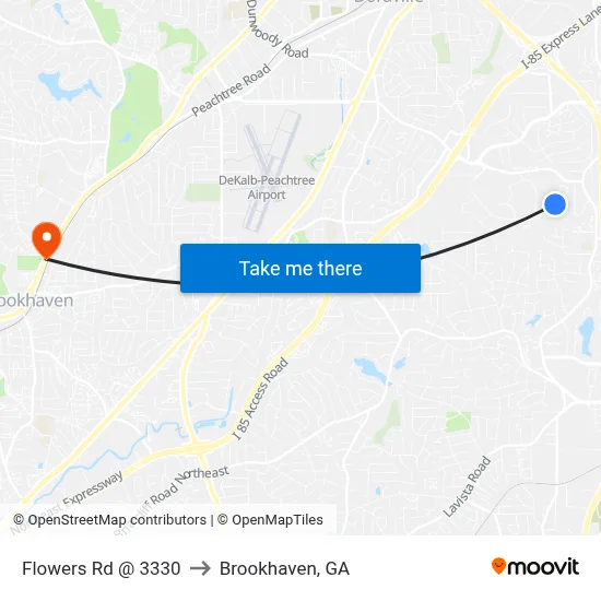 Flowers Rd @ 3330 to Brookhaven, GA map