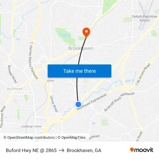Buford Hwy NE @ 2865 to Brookhaven, GA map