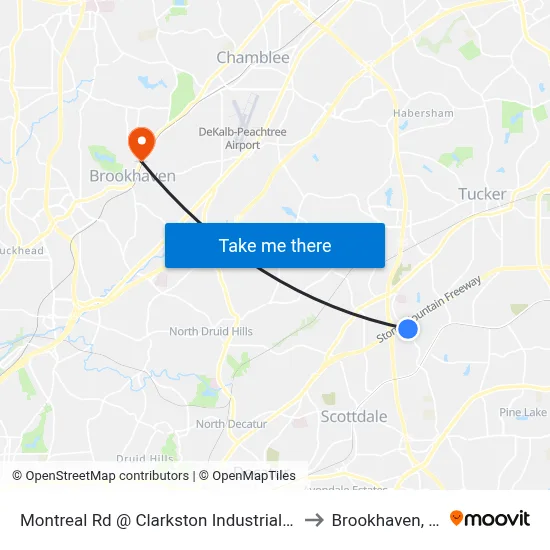 Montreal Rd @ Clarkston Industrial Blvd to Brookhaven, GA map