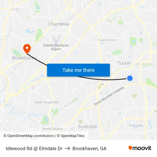 Idlewood Rd @ Elmdale Dr to Brookhaven, GA map