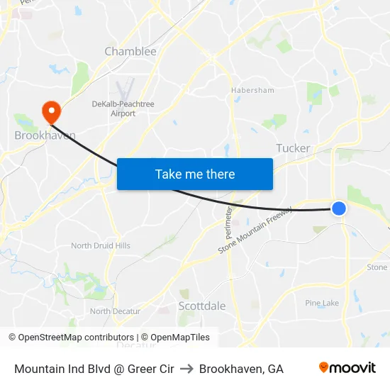 Mountain Ind Blvd @ Greer Cir to Brookhaven, GA map