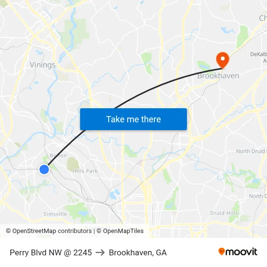 Perry Blvd NW @ 2245 to Brookhaven, GA map