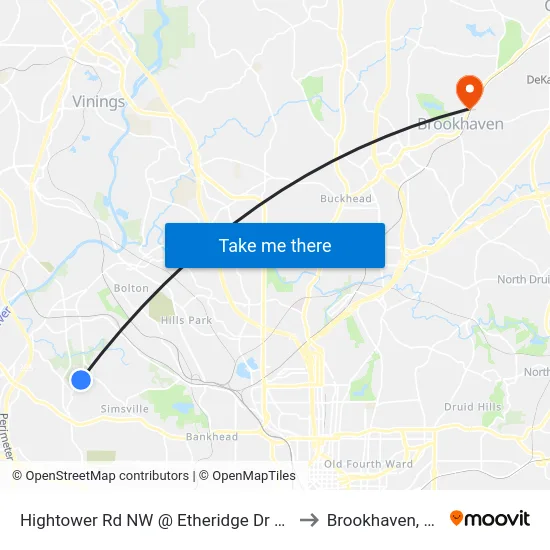 Hightower Rd NW @ Etheridge Dr NW to Brookhaven, GA map