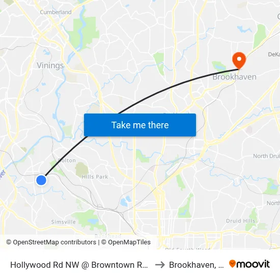 Hollywood Rd NW @ Browntown Rd NW to Brookhaven, GA map