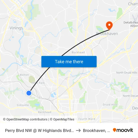 Perry Blvd NW @ W Highlands Blvd NW to Brookhaven, GA map