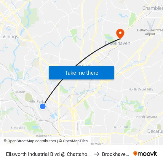 Ellsworth Industrial Blvd @ Chattahoochee Ave to Brookhaven, GA map