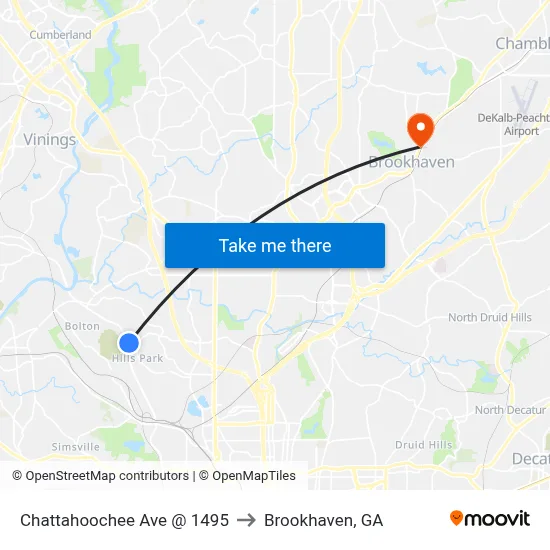 Chattahoochee Ave @ 1495 to Brookhaven, GA map