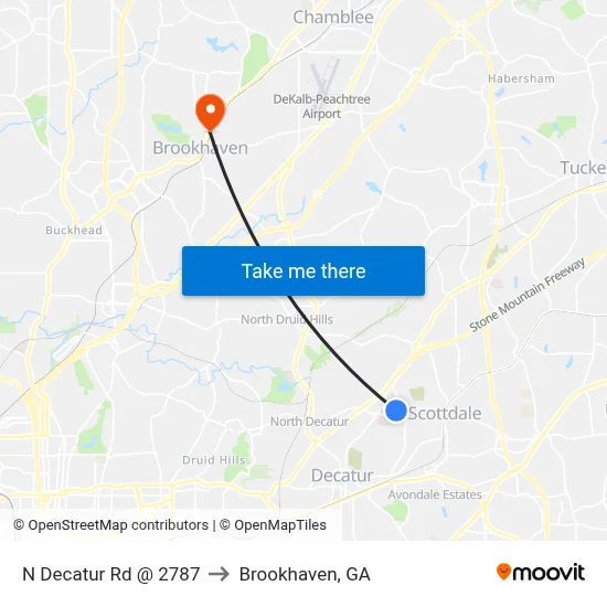 N Decatur Rd @ 2787 to Brookhaven, GA map