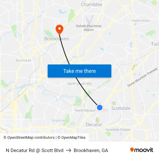 N Decatur Rd @ Scott Blvd to Brookhaven, GA map