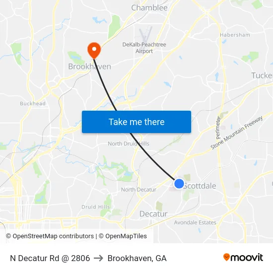 N Decatur Rd @ 2806 to Brookhaven, GA map