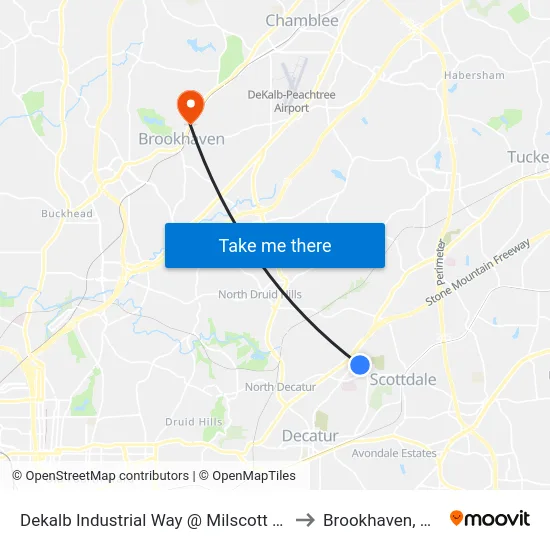 Dekalb Industrial Way @ Milscott Dr to Brookhaven, GA map