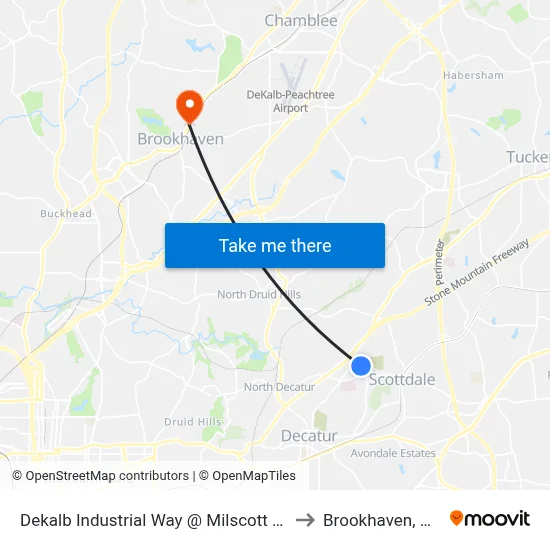 Dekalb Industrial Way @ Milscott Dr to Brookhaven, GA map