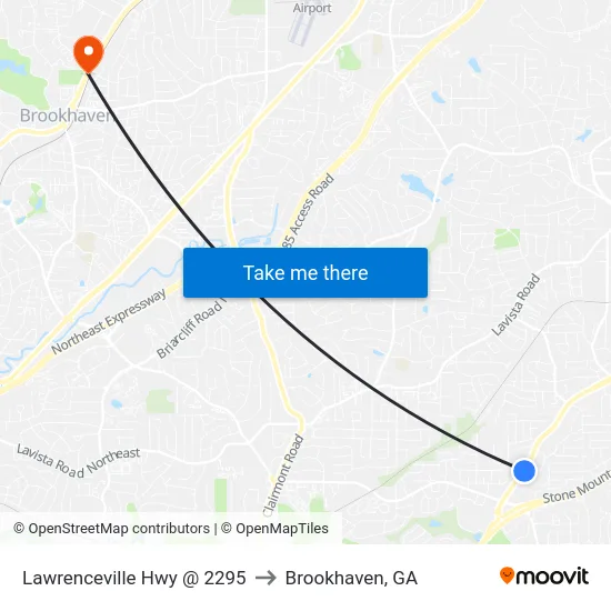 Lawrenceville Hwy @ 2295 to Brookhaven, GA map