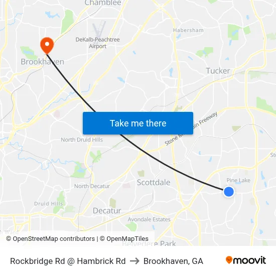 Rockbridge Rd @ Hambrick Rd to Brookhaven, GA map