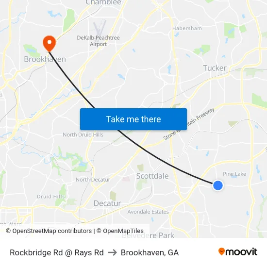 Rockbridge Rd @ Rays Rd to Brookhaven, GA map