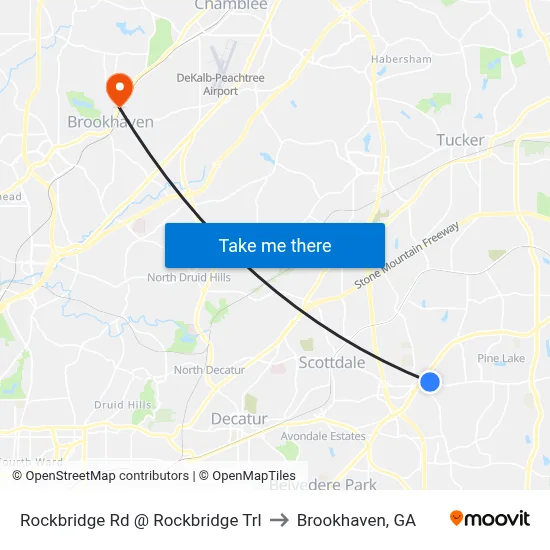 Rockbridge Rd @ Rockbridge Trl to Brookhaven, GA map
