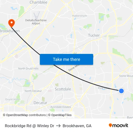 Rockbridge Rd @ Winley Dr to Brookhaven, GA map