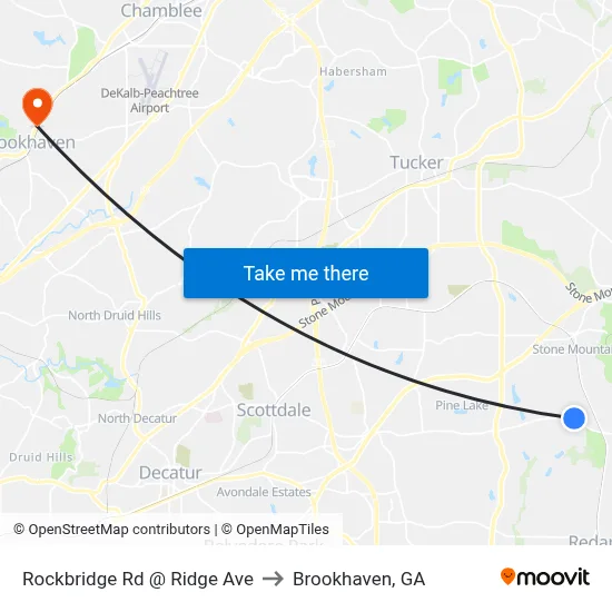 Rockbridge Rd @ Ridge Ave to Brookhaven, GA map