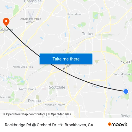 Rockbridge Rd @ Orchard Dr to Brookhaven, GA map