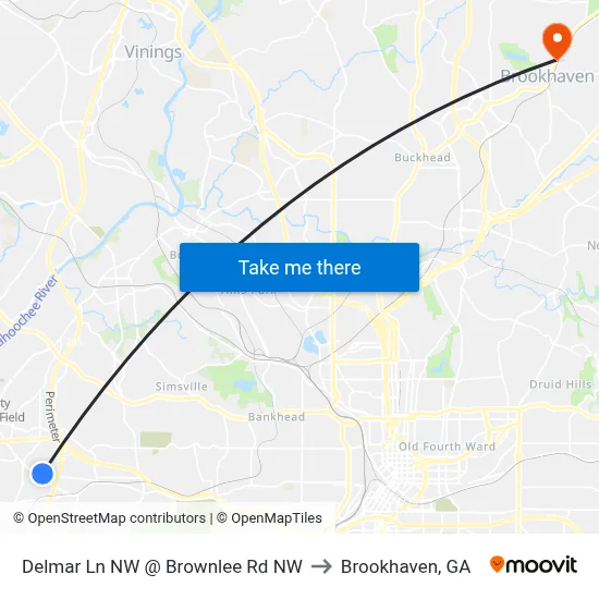 Delmar Ln NW @ Brownlee Rd NW to Brookhaven, GA map