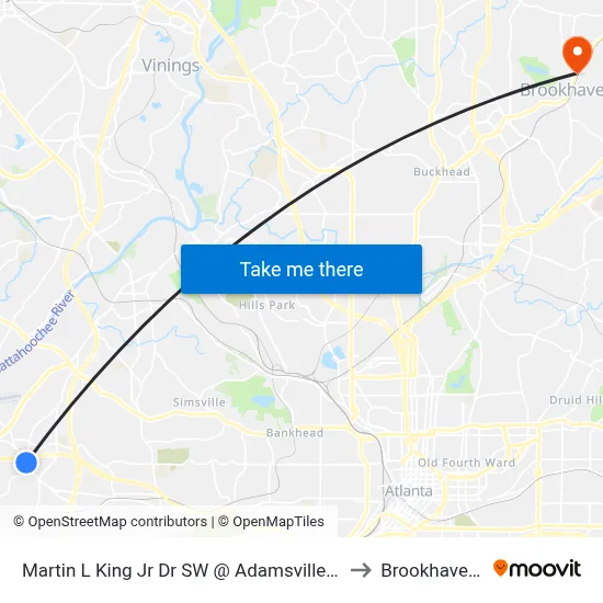 Martin L King Jr Dr SW @ Adamsville Place Pkwy to Brookhaven, GA map
