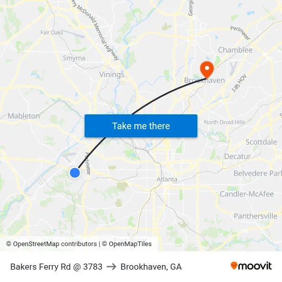 Bakers Ferry Rd @ 3783 to Brookhaven, GA map