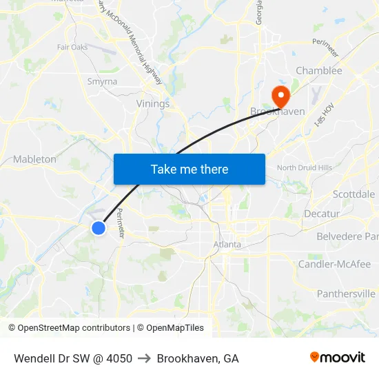 Wendell Dr SW @ 4050 to Brookhaven, GA map