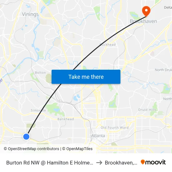 Burton Rd NW @ Hamilton E Holmes Dr N to Brookhaven, GA map
