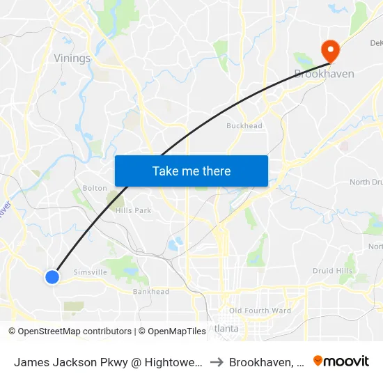 James Jackson Pkwy @ Hightower Rd to Brookhaven, GA map
