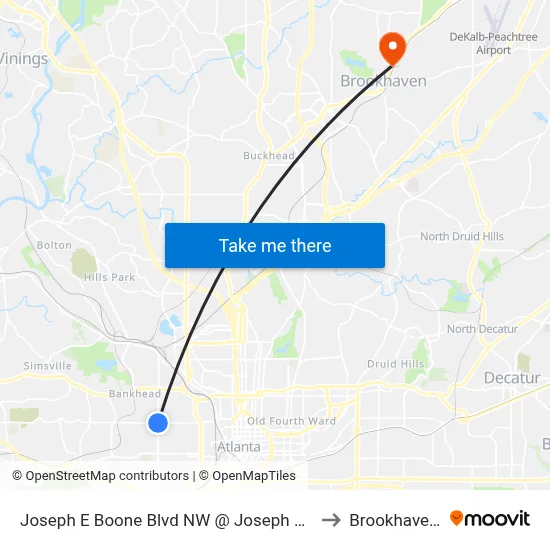 Joseph E Boone Blvd NW @ Joseph E Lowery Blvd to Brookhaven, GA map