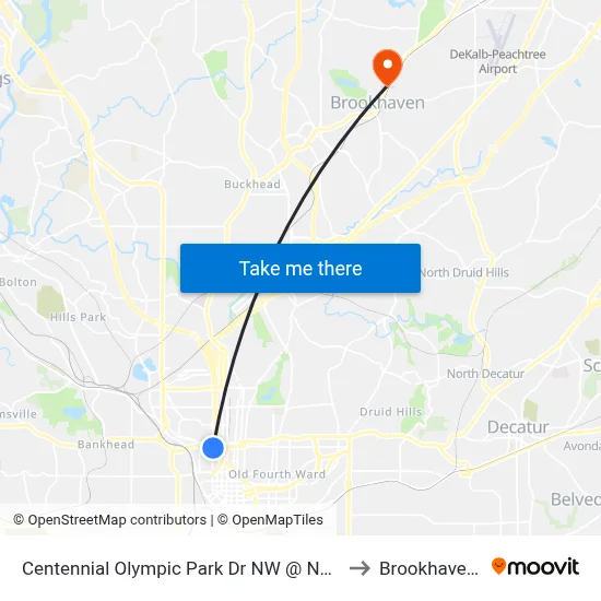 Centennial Olympic Park Dr NW @ North Ave NW to Brookhaven, GA map