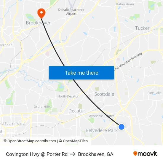 Covington Hwy @ Porter Rd to Brookhaven, GA map