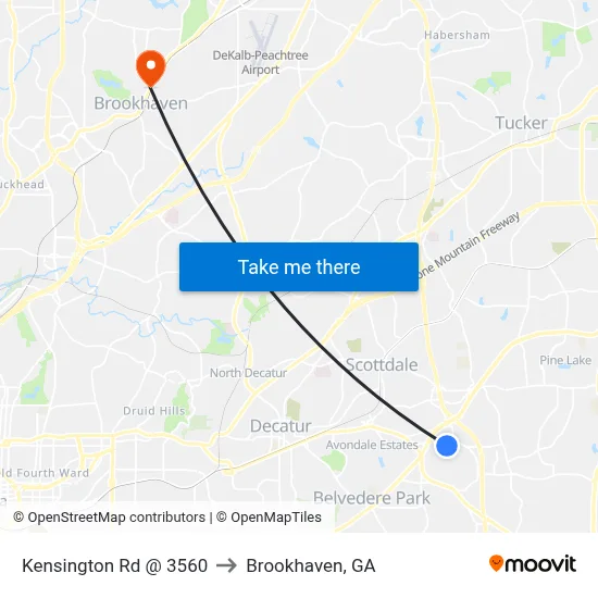 Kensington Rd @ 3560 to Brookhaven, GA map